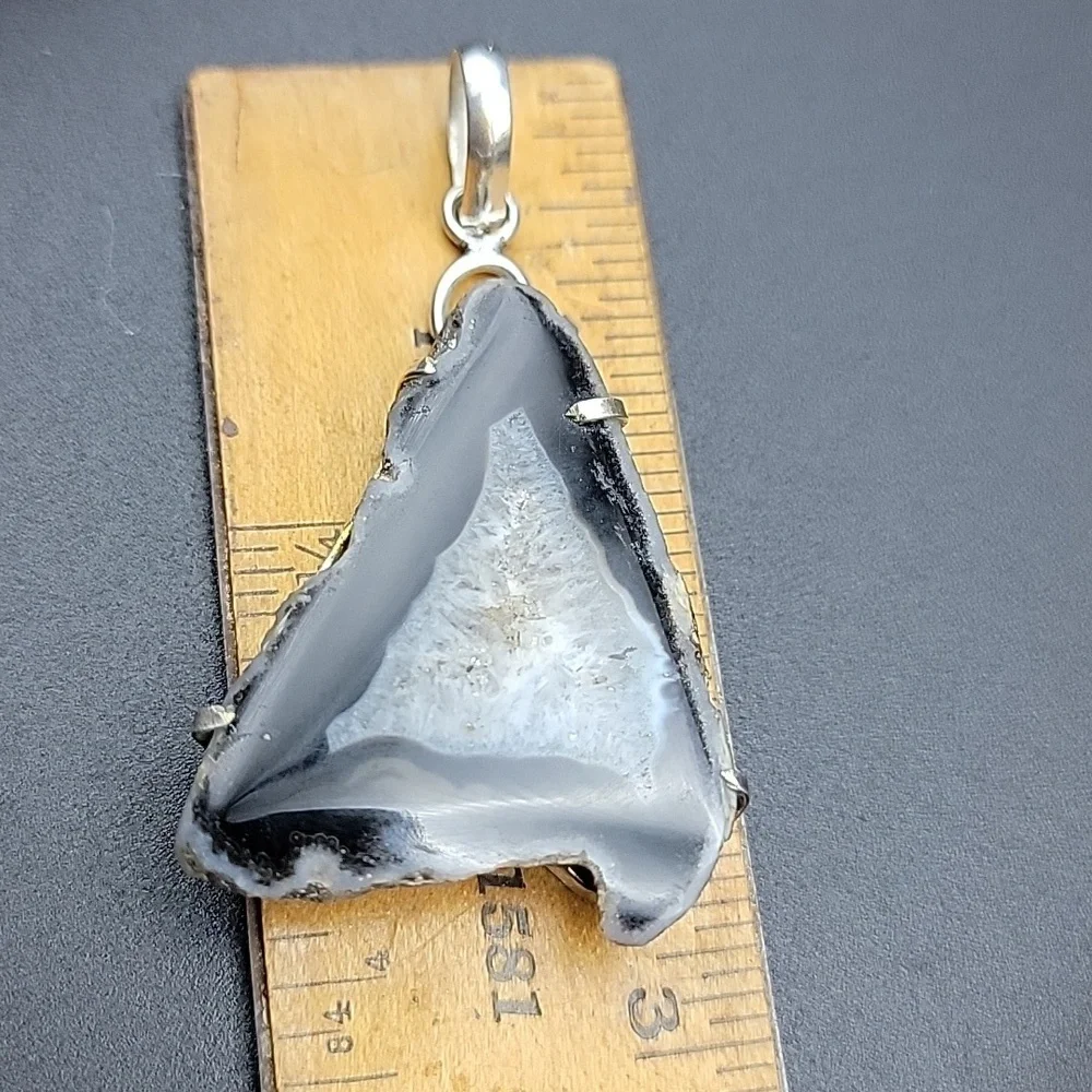 Solar Quartz 925 Sterling Silver Unisex Necklace Large Pendant & Bale EUC